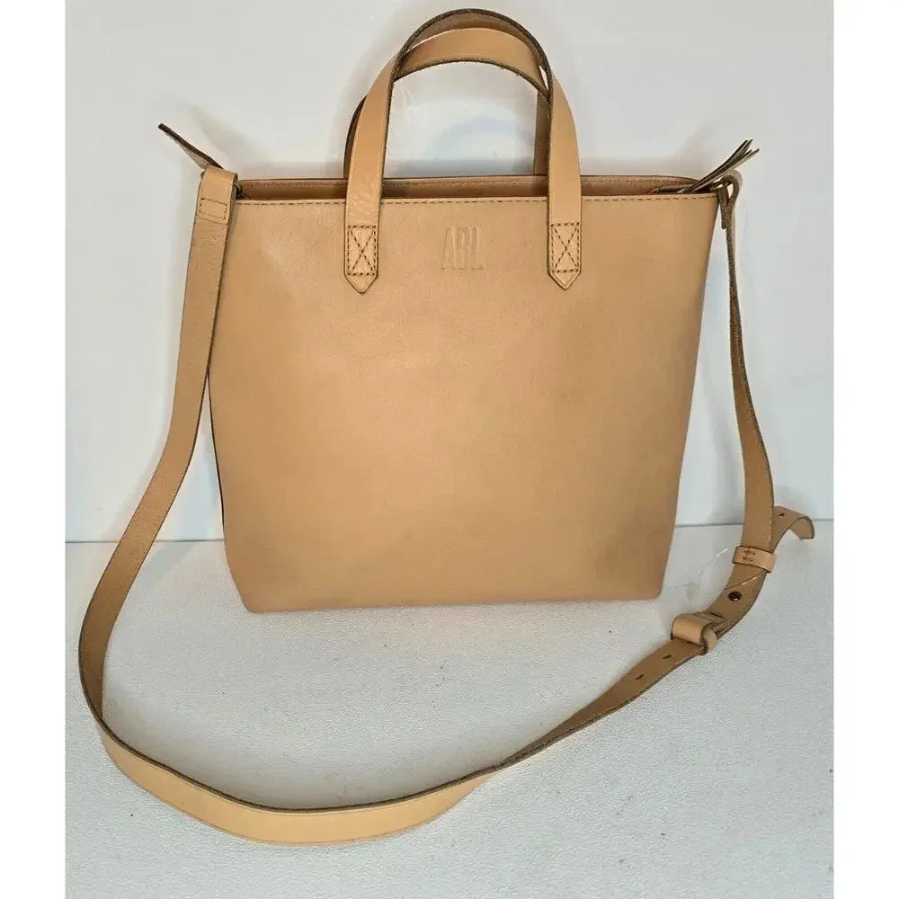 MADEWELL Transport Leather Tote Crossbody SMALL Bag Natural Monogram